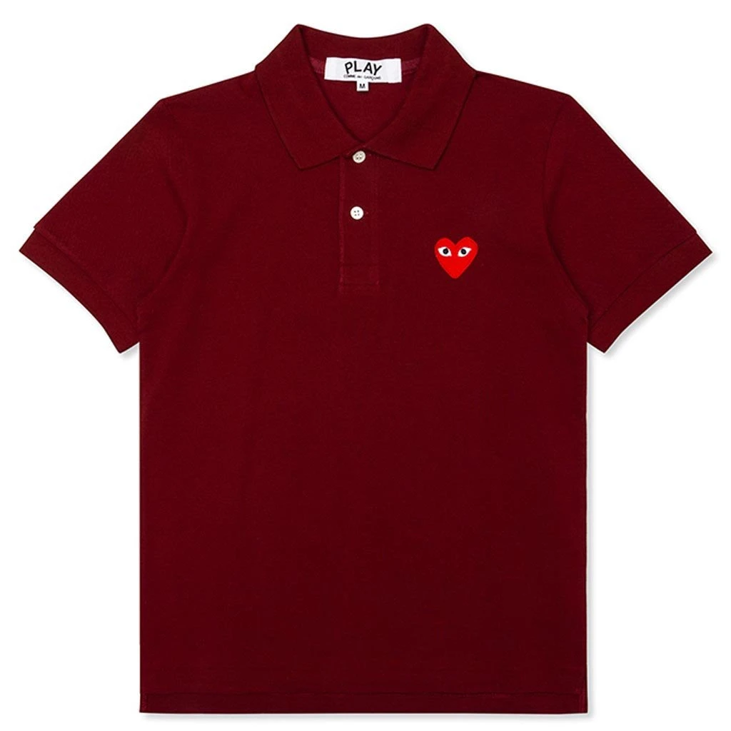 Comme Des Garçons Play Women's Red Heart Polo Shirt - Burgundy 3 Comme Des Garçons Play Women's Red Heart Polo Shirt - Burgundy