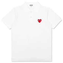 Comme Des Garçons Play Women's Red Heart Polo Shirt - White