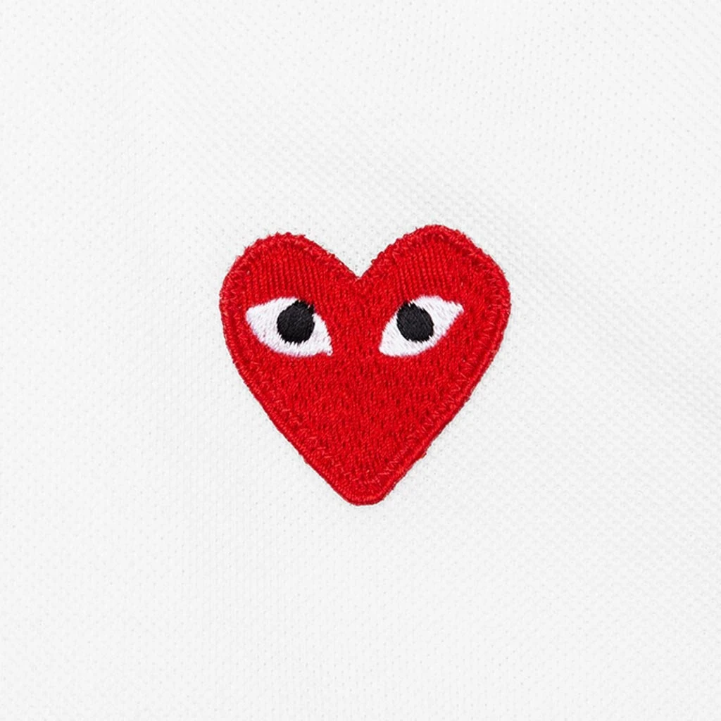 Comme Des Garçons Play Women's Red Heart Polo Shirt - White 5 Comme Des Garçons Play Women's Red Heart Polo Shirt - White - Image 3