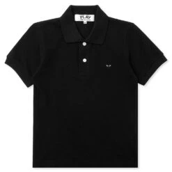 Comme Des Garçons Play Women's Small Black Heart Polo Shirt - Black