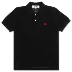 Comme Des Garçons Play Women's Small Red Heart Polo Shirt - Black