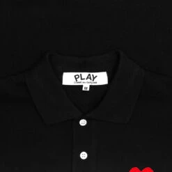 Comme Des Garçons Play Women's Small Red Heart Polo Shirt - Black -Feature Clothing comme des garcons play womens small red heart polo shirt black 4