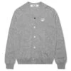 Comme Des Garçons Play Woven V-Neck Cardigan - Light Grey 1 Comme Des Garçons Play Woven V-Neck Cardigan - Light Grey -Feature Clothing comme des garcons play woven v neck cardigan light grey