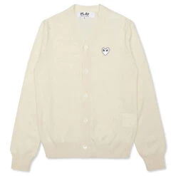 Comme Des Garçons Play Woven V-Neck Cardigan - Natural