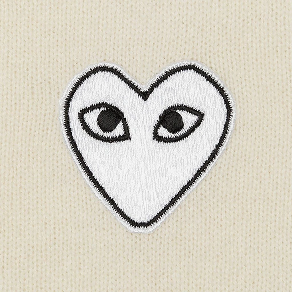 Comme Des Garçons Play Woven V-Neck Cardigan - Natural 6 Comme Des Garçons Play Woven V-Neck Cardigan - Natural - Image 4