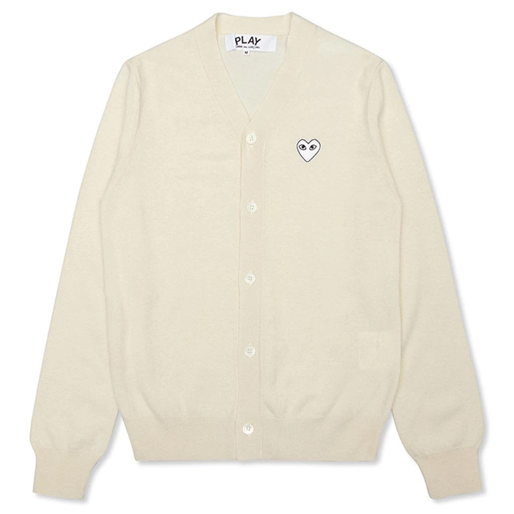 Comme Des Garçons Play Woven V-Neck Cardigan - Natural 3 Comme Des Garçons Play Woven V-Neck Cardigan - Natural