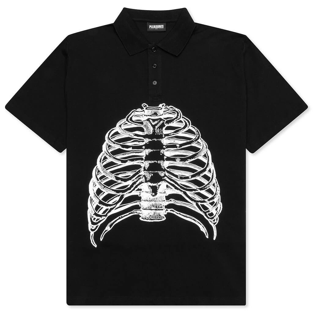 Pleasures Ribs Polo Shirt - Black 3 Pleasures Ribs Polo Shirt - Black