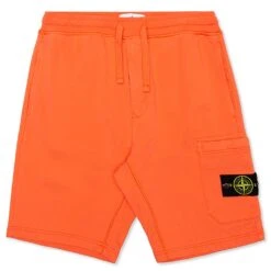 Stone Island Jersey Logo Fleece Shorts - Lobster Red