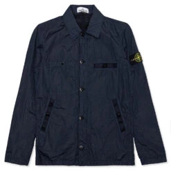 Stone Island Over Shirt Logo Patch Jacket - Marine Blue