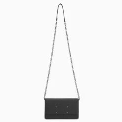 Maison Margiela Leather Wallet On Chain Medium - Black