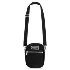 Washed Canvas Shoulder Bag - Black